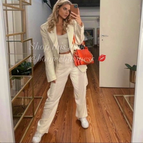 ZARA BNWT Flowy High-waisted Cargo Pants with Front Pockets - Picture 3 of 7